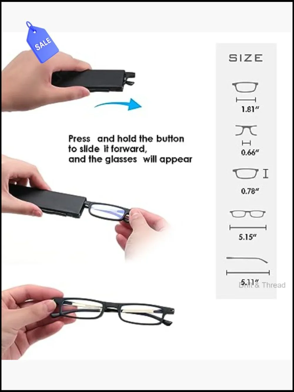 Ultra Thin Lightweight Folding Reading Glasses TR90 Blue Light Blocking UV